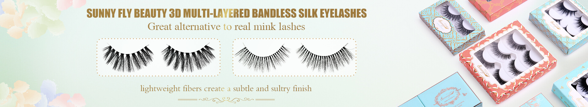 3D flerlags Bandless Silk Eyelashes TA09